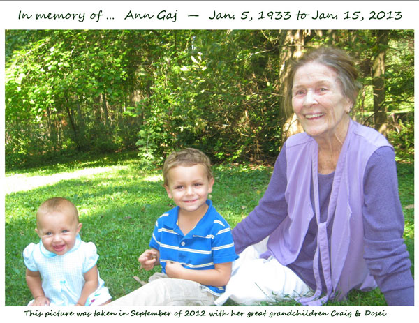 In memory of Ann Gaj